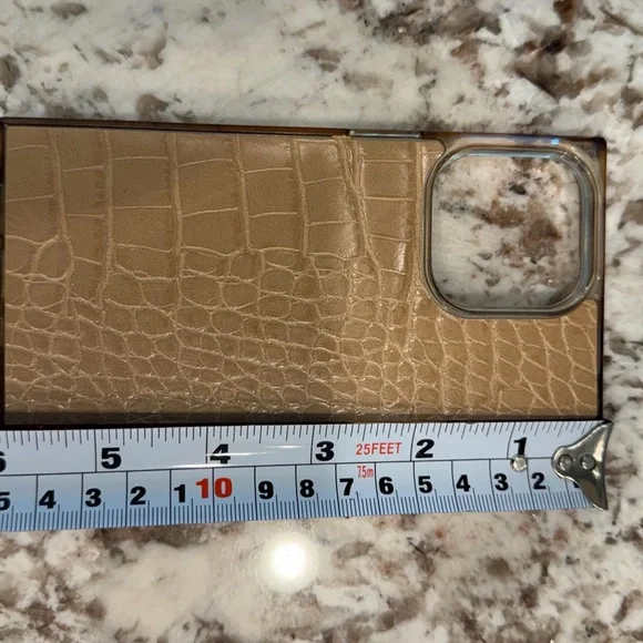 iPhone 14 Pro Case | Flaunt Square Tan Crocodile Faux Leather - Picture 11 of 12